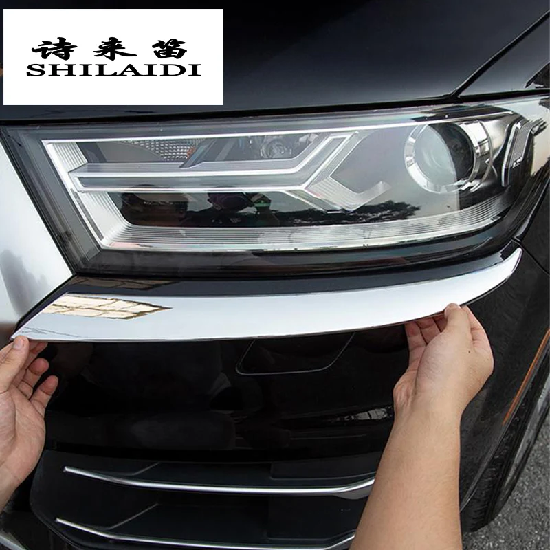 

Car Styling rear triangle window mirror sequins Headlight eyebrow decoration covers Stickers Trim For Audi Q7 Auto Accessories