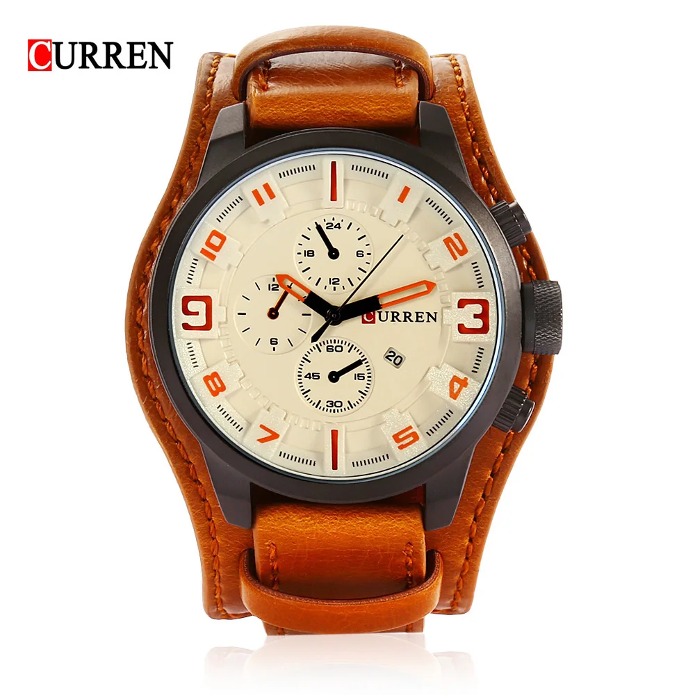

Curren Fashion Men Quartz Watch Top Sport Brand For Man Analog Military WristWatch Decorative Sub-dial Male Relogio Masculino