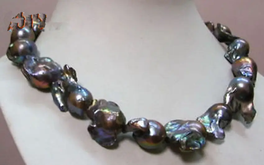 

huge south sea baroque black pearl necklace 18" 5.27