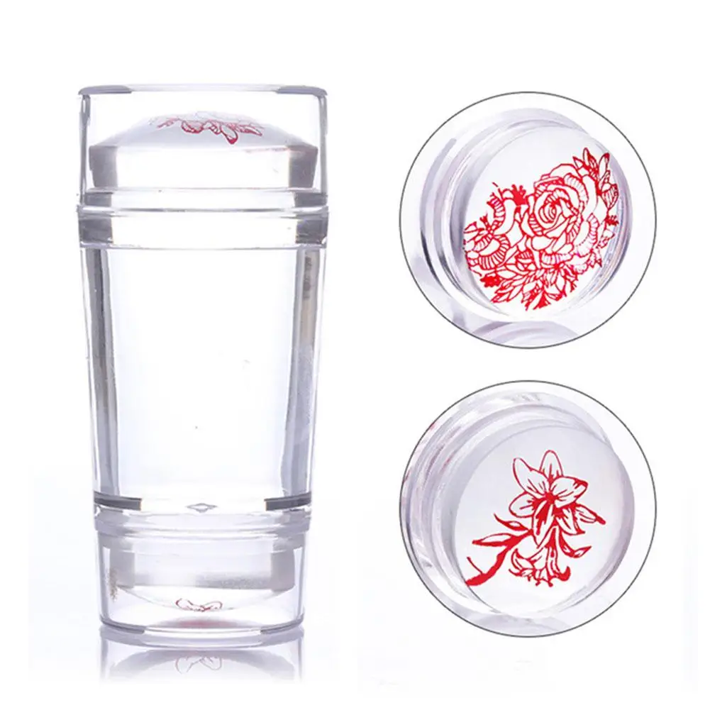 

Double Head Nail Art Stamper Transparent Templates Clear Jelly Silicone Stamper Manicure Art Templates Tool For Nail Art