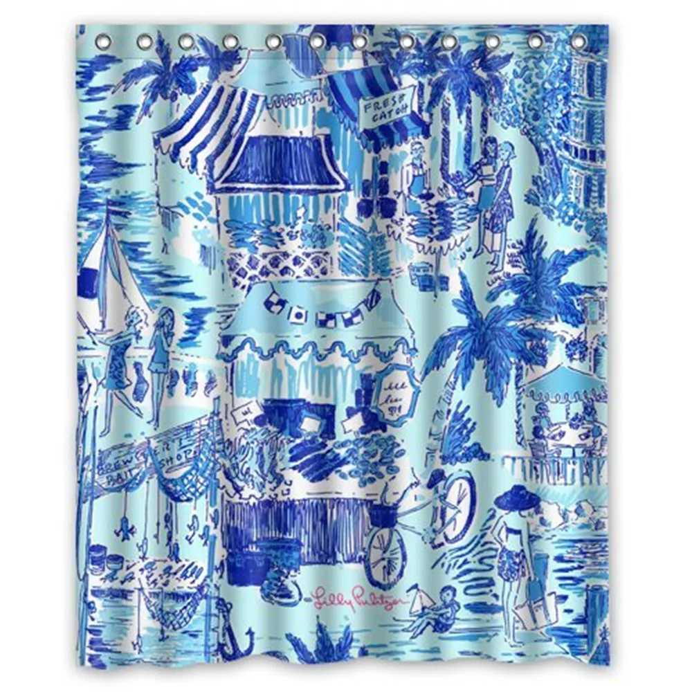 

Pulitzer Summer Prints Blue Custom Shower Curtain