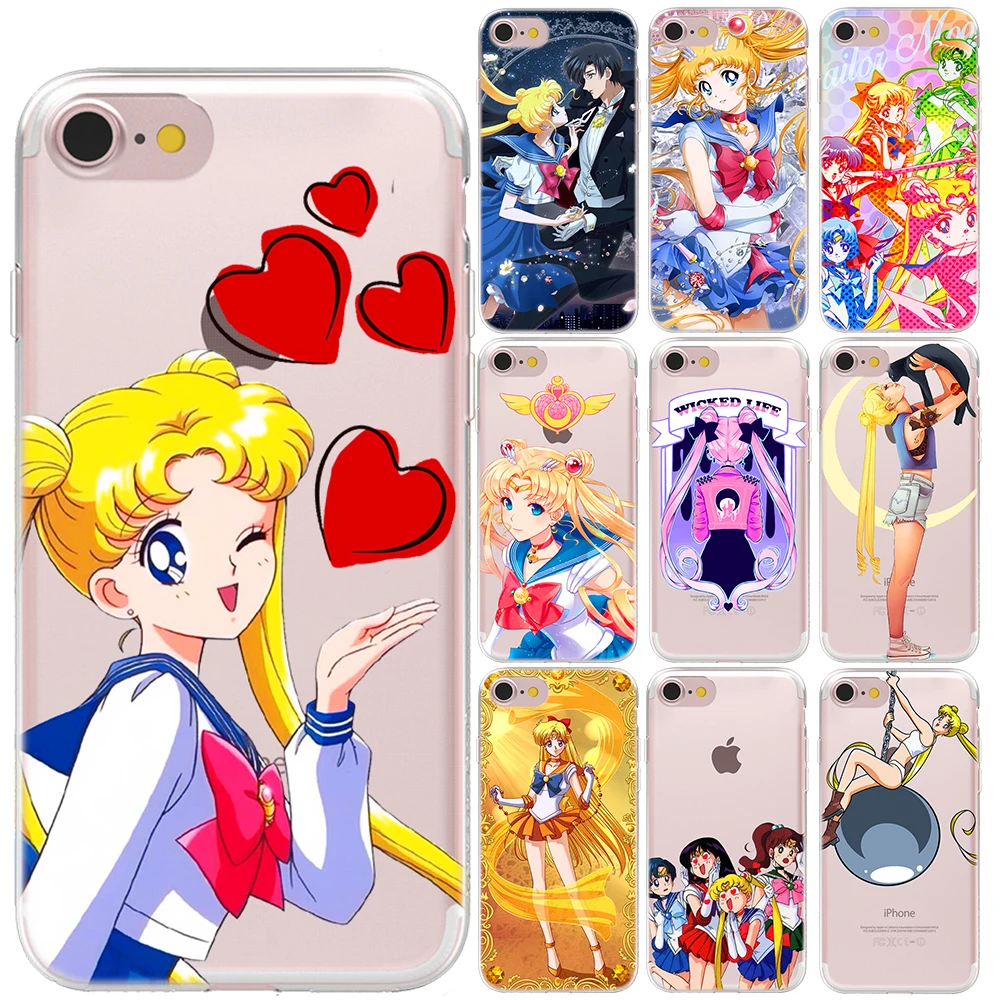 

Japanese Anime Kawaii Sailor Moon Soft TPU Cover Case For iPhone 7 8 Plus X XS MAX XR 5 5S SE 6S 6 Plus