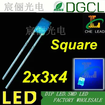 

Free shipping 2x3x4mm blue diffused led diode 3.0-3.5V Taiwan high quality chipset(Square 234 dip led)