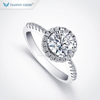 

Tianyu gems 925 sterling silver ring classic luxury jewelry white moissanite stone engagement wedding ring