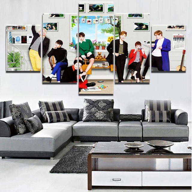 5 Pieces Hd Print Large Bts Band Poster Modern Decorative Paintings 5 Pieces Hd Print Large Bts Band Poster Modern Decorative Paintings On Canvas Wall Art For Home Decorations Decor