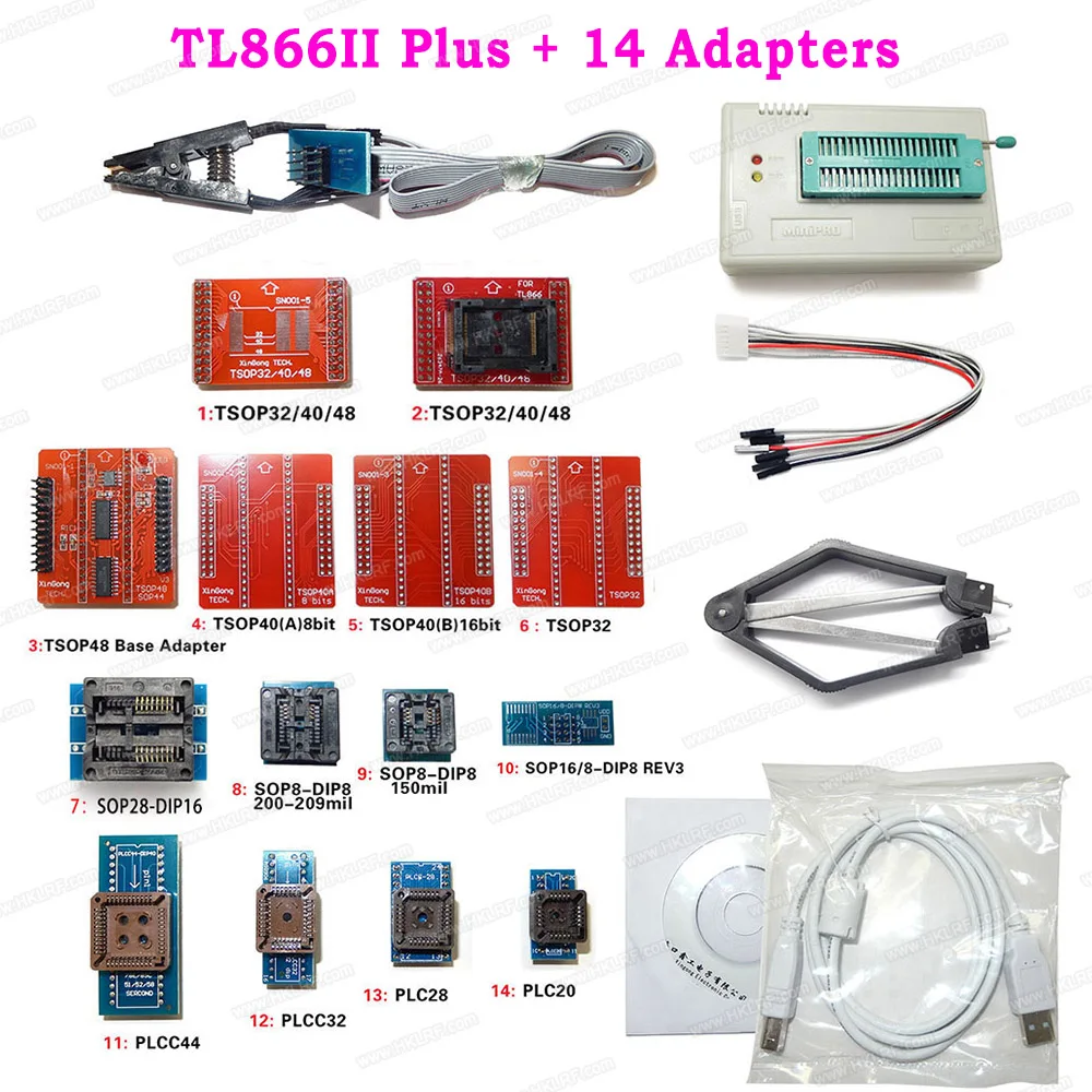 Xgecu V8.33 TL866II плюс Minipro USB EEPROM программатор+ 14 адаптеров лучше, чем TL866CS/TL866A универсальный программатор