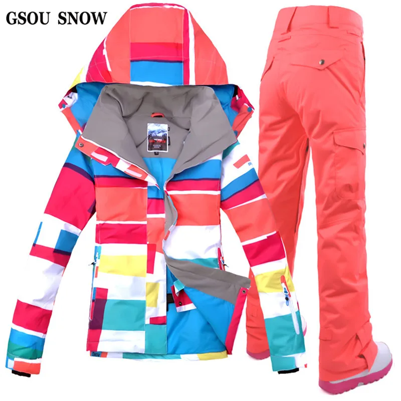 GSOU SNOW 2017 New Designer Women's Ski Clothing Suit Ski Jacket + Ski