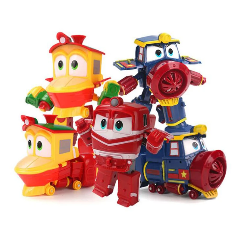 

16cm Robot Trains Transformation robot Kay Alf Dynamic Train Family Deformation Train Car Action Figure Toys Doll tobot