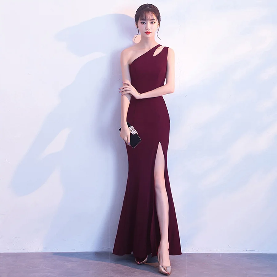 Vestidos De Largos Elegantes Simple Abito Da Sera One Shoulder Mermaid Long Women Evening Dress Prom Dresses _ - AliExpress Mobile