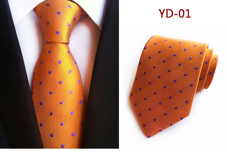 Дизайн, модный галстук, оранжевые, белые, синие галстуки в горошек для мужчин, деловые, свадебные, Формальные Галстуки, 8 см, Шелковый наряд, подарок, Gravata - Цвет: A01