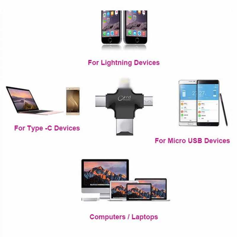 4 в 1 кардридер с OTG USB 3 Type C компьютер ноутбук смартфон компоненты Micro SD карты