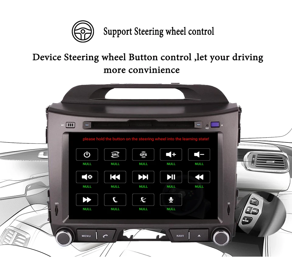 Top Android 9.0 octa core 4GB RAM car dvd player for KIA Sportage 2011 2012 2013 2014 screen head units tape recorder radio with gps 11