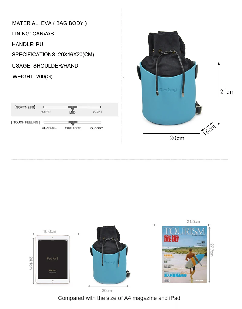Стиль obag Ambag EVA O bag корзина стиль obag корзина с ручками ремешки холщовая женская сумка через плечо DIY сумка
