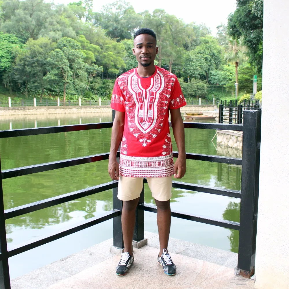 Dashiki T-shirt 2017 African Men Traditional Print Dashiki Short Sleeve Bazin Riche T-shirt Clothing African Cotton Tops For Man african dress style