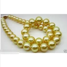

Fine Elegant AAA+ 11-12mm south sea gold pearl necklace CLASP Factory Wholesale price Women Gift word Jewelry