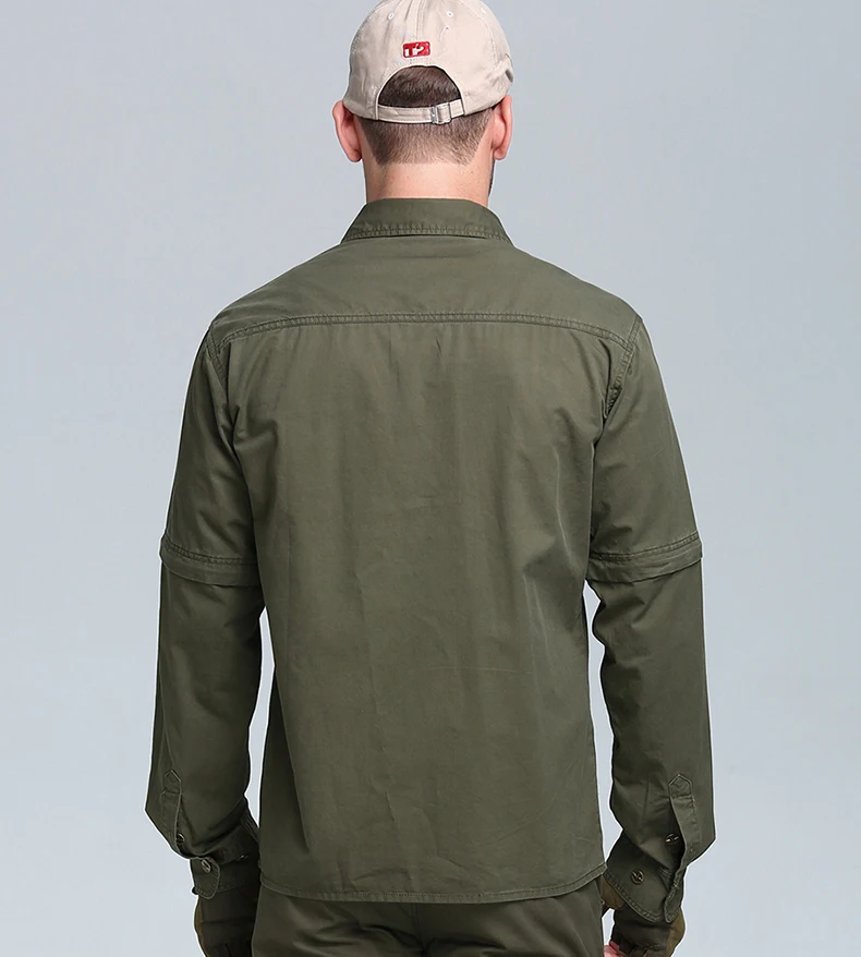 TACVASEN Light Weight Military Jacket Men Spring Cotton Jacket Coat Tactical Jackets Detachable Sleeve Cargo Coat TD-BJZS-002