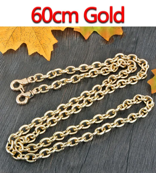 DIY 9mm Gold, Silver, Gun Black O Shape Chains Replacement Shoulder Bag Straps for Small Handbags Belts Handles - Цвет: 60cm Gold