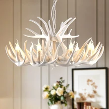 Retro Art Resin resin antler chandelier White Lampshade Horn Deer Lamp Kitchen Bar Restaurant Hotel modern retro chandelier Retro Art Resin resin antler chandelier White Lampshade Horn Deer Lamp Kitchen Bar Restaurant Hotel modern retro chandelier