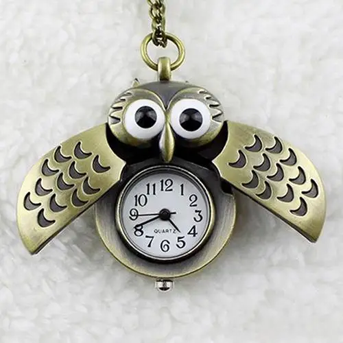 

Retro Owl Shape Pendant Analog Pocket Watch Chain Necklace Unisex Jewelry Gift