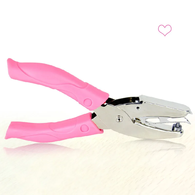 Ручной металлический бумажный перфоратор в форме сердца одно отверстие для приветствия открытки, скрапбукинг ноутбук ручной Дырокол инструмент с розовым захватом - Цвет: Heart