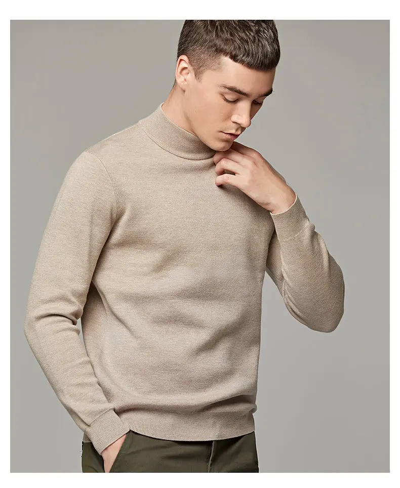 2018 Mock-Neck Sweater Men High Quality Cotton Knitted Turtlenck Men Pullover Autumn Winter Turtle-neck Men Sweater MuLS Brand 05