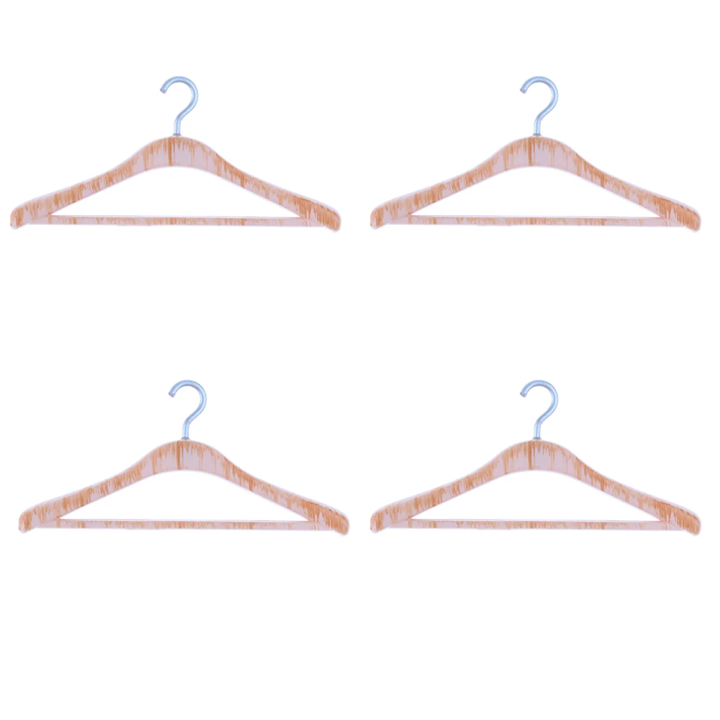 

4pcs 1:12 Dollhouse Miniature Metal & Plastic White Clothing Hangers Dollhouse Bedroom Wardrobe Decoration