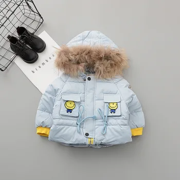 

New Heavy Hair Brought Cotton-padded Jacket Winter 1-4 Years Old Girl Hoodied Thick Overcoat Warm Baby Boy Children Outwear Gift