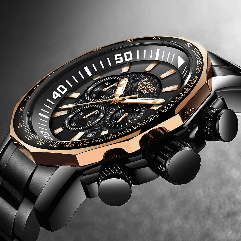 

Relogio Masculino LIGE Fashion Brand Mens Watches Full Steel Business Quartz Clock Male Military Sport Waterproof Wristwatch+Box