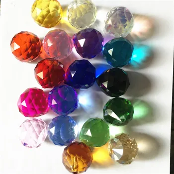 

50pcs/lot 15mm mixed color crystal faceted ball prism pendant sun catchers X-MAS hanging balls