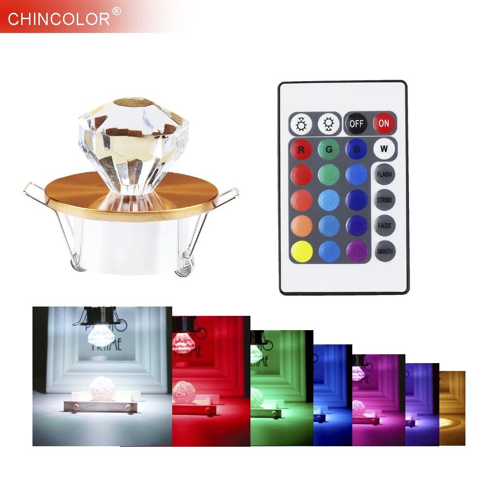 

Cabinet LED Spotlight Mini Led Spot Light Lamp Bulb 3W Diamond Ceiling Down Lighting RGB Changeable Color AC110V 220V Gold JQ