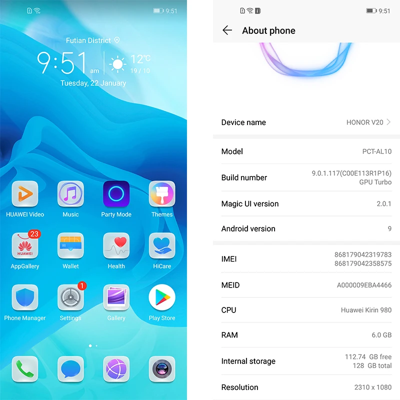 Honor v20 View 20 Link Turbo Смартфон V20 Android 9 Поддержка NFC Быстрая зарядка мобильный