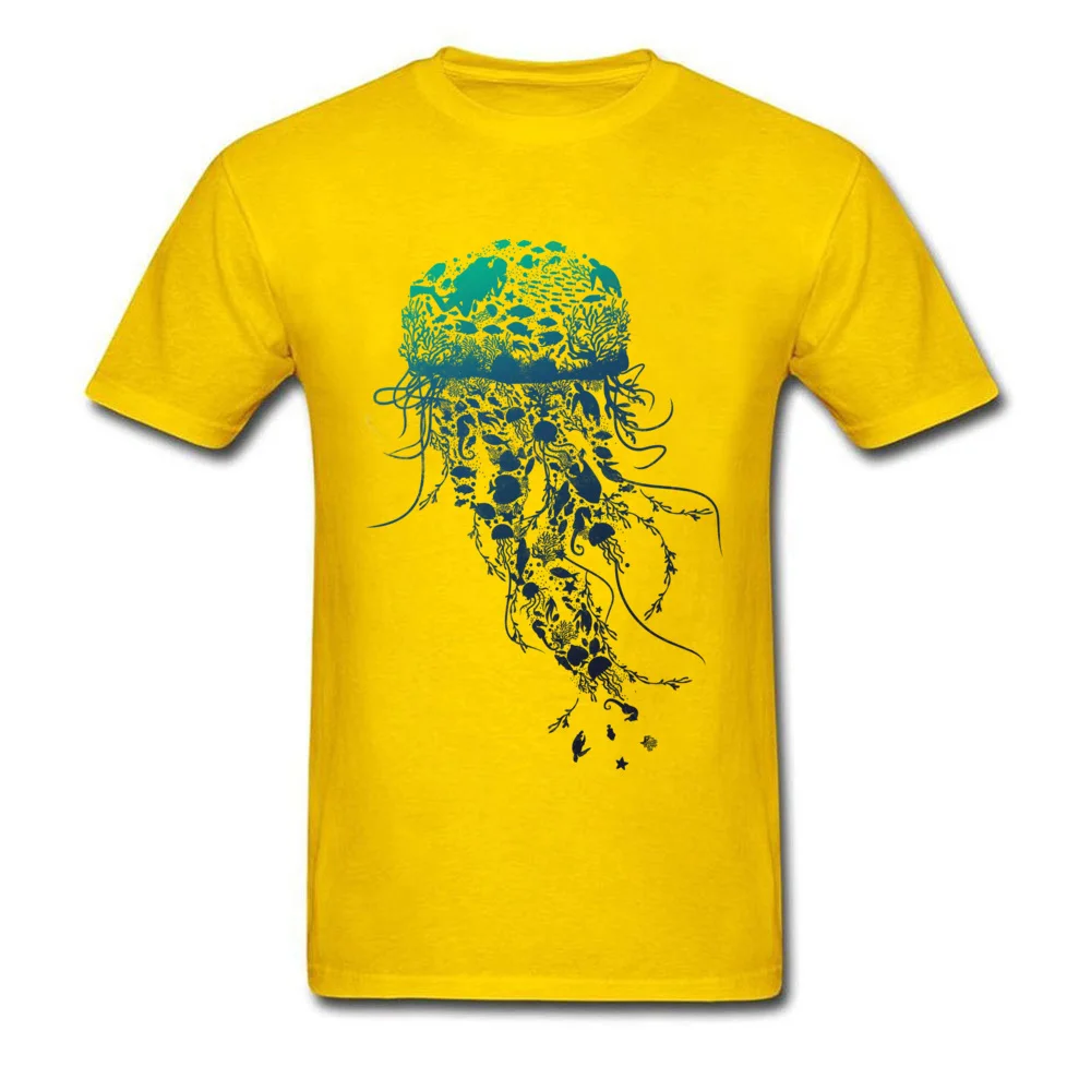 Marine Life Family Summer 100% Cotton Fabric Round Neck Youth Tops Tees Group T-shirts Hip Hop Short Sleeve T-shirts Marine Life yellow