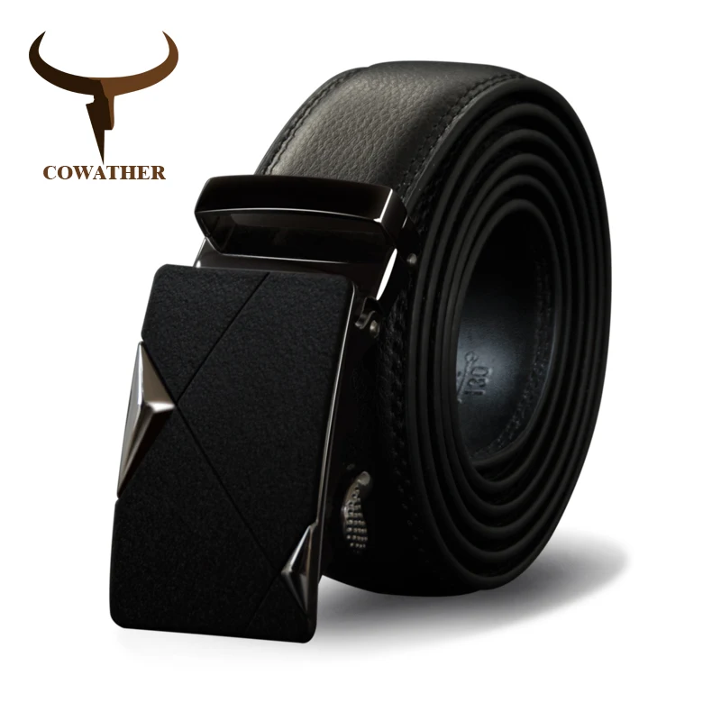 

COWATHER Luxury Men Belt New Cow Genuine Leather Belt Cowhide Male Straps High Quality Alloy Automatic Buckle Waistband For Men