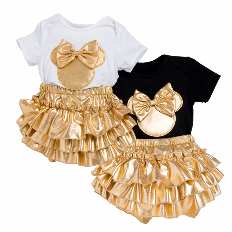 New Baby Girls Clothes Minnie Outfit set Top+Ruffle Bloomer Skirt Shorts 6M-24M