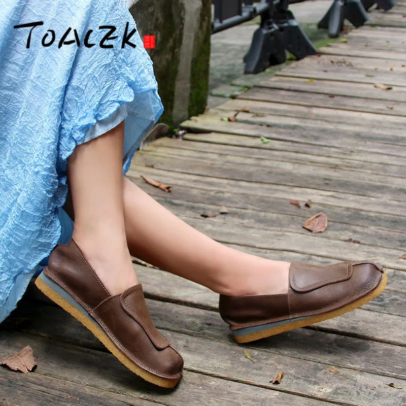 

Autumn new handmade retro leather women's shoes casual soft sole women's shoes