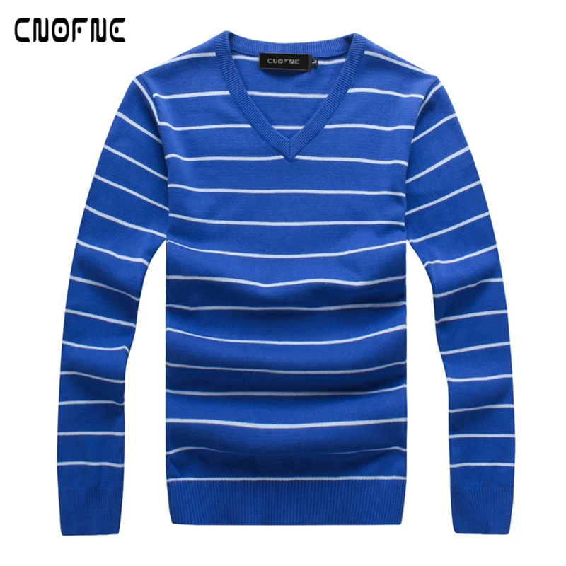 Mens Sweaters Striped Sweater Stitching Sweater Men Agasalho Masculino Chompas Para Hombre Vetement Homme Pullover Men V-NECK