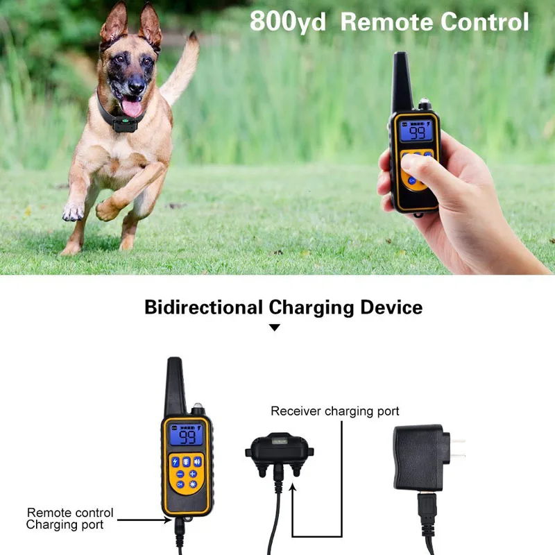 

Dog Training Collar Digital LED Ddisplay 800m Electric Remote Control Dog IP6x WaterprooShockable Rechargeable Bark-stop Shock