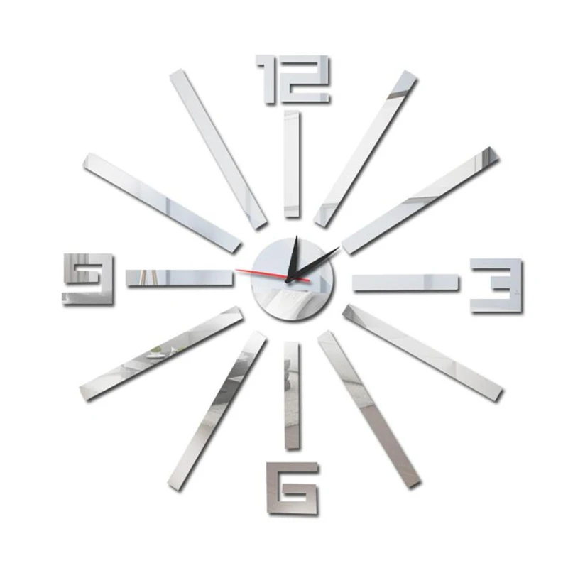  Fashion DIY Large Number Mirror Wall Sticker Big Watch Home Decor Art Clock Removable Waterproof Non-toxic Room Decor C0425#30 07