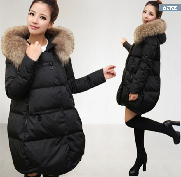 Best price at $159 Cheap 2016 new Thicken Warm woman Down jacket Coat Parkas Outerwear Hooded Raccoon Fur collar Loose Mid long plus size 3XXXL Luxury