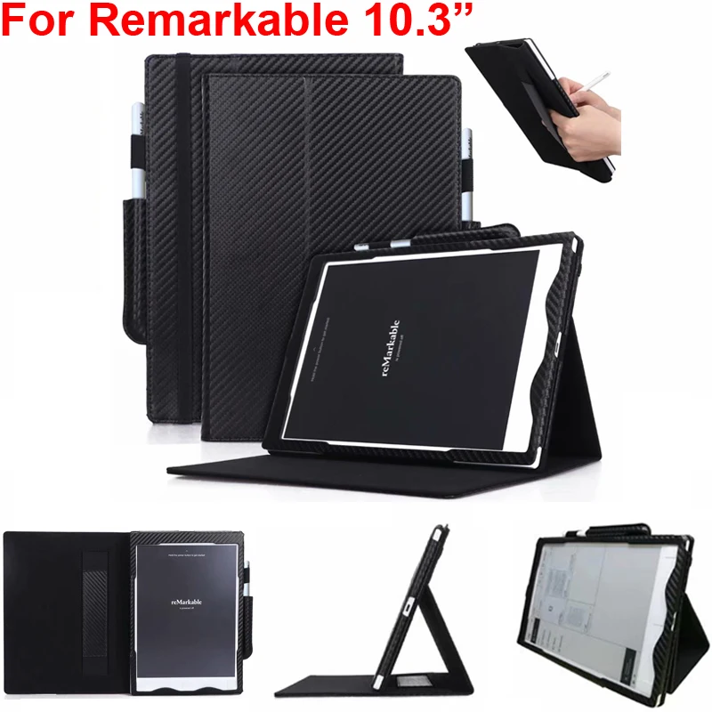 Carbon Fiber Pattern PU Leather Case for Remarkable 10.3 inch E Book