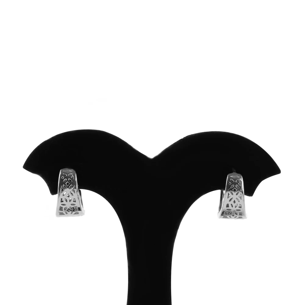 1 пара обруч полый романтический дизайн серьги цветок моды серебряный цвет полированные ювелирные изделия серьги для женщин