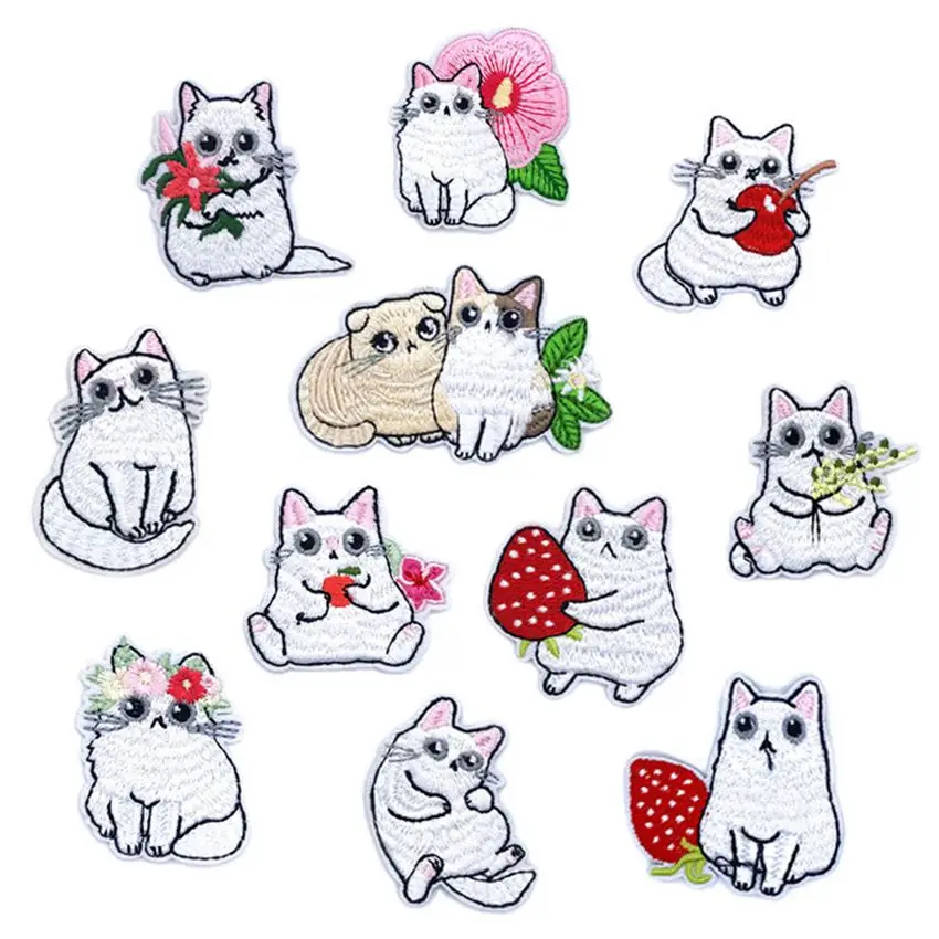 

Cartoon Fruit Animal Cats Patches for Kids Clothes Iron on Appliques DIY Stripes Embroidery Stickers Sew on Cute Flowers Badge