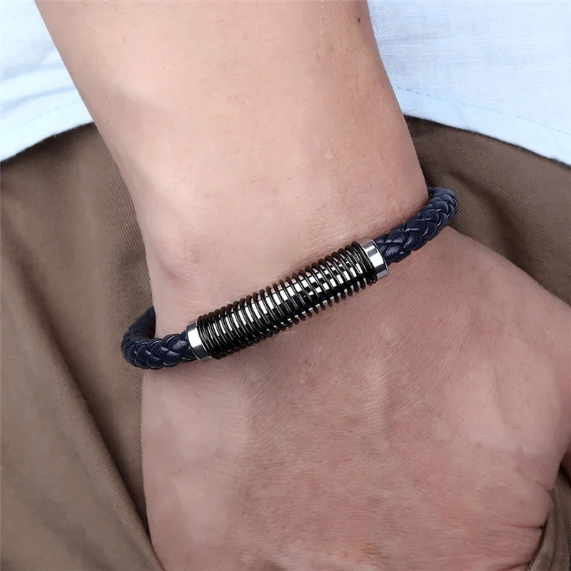 

High Quality Genuine Leather Bracelet Men's Popular Jewelry Metal Stainless Steel Bracelet Ladies Bracelet Jewelry Gift Pulseira