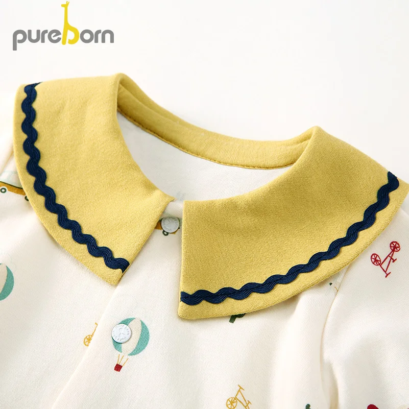 Pureborn Одежда для новорожденных Одежда для маленьких мальчиков и девочек из хлопка с рисунком Питер Пэн воротник детские халаты весенние осенние брюки-ромперы