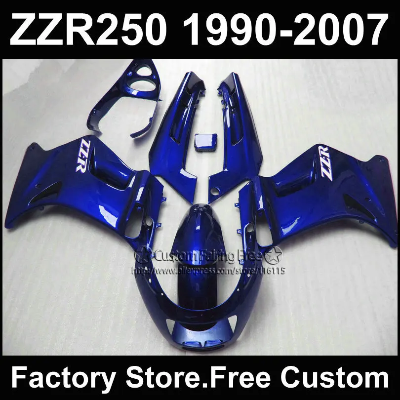 Комплект обтекателей для Kawasaki ZZR 250 ZZR250 1990 1992 2007 90 07 полностью синие мотоциклетные