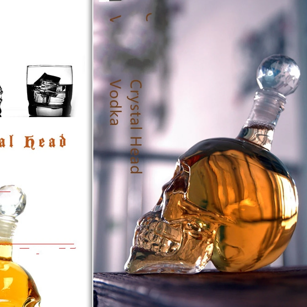 

Creative Crystal Skull Head Bottle Whiskey Vodka Wine Decanter Bottles Whisky Glass Beer Spirits Cup Water Glass Club Bar Home