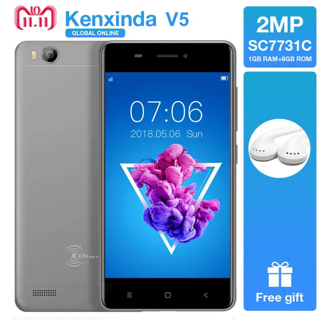 Cheap Kenxinda V5 GRAY/PINK/GOLD Color 4.0" Mobile Phone 3G Android 7.0 1GB Ram 8GB Rom Quad Core Dual Sim Cards Smartphones+Earphone