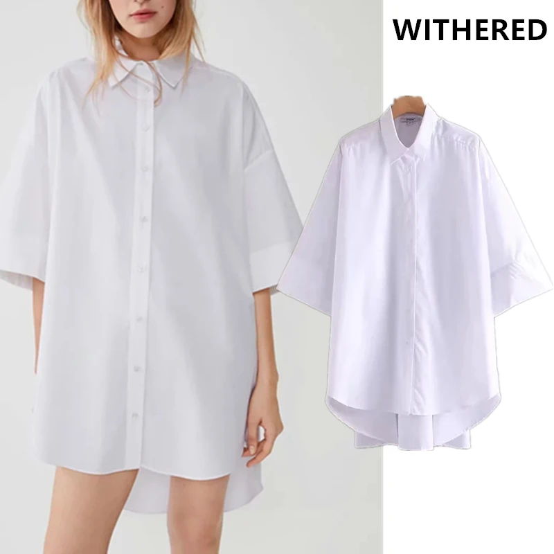 

Withered england simple solid oversize loose long shirt blusas mujer de moda 2019 kimono blouse women womens tops and blouses