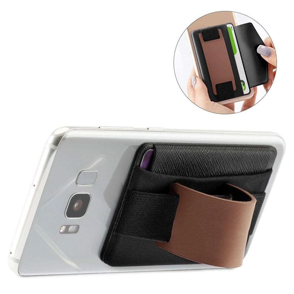 

Tablet Safety Pocket Phone Stand Wallet Practical Leather Finger Belt Universal Anti Slip Sling Grip Elastic Card Holder