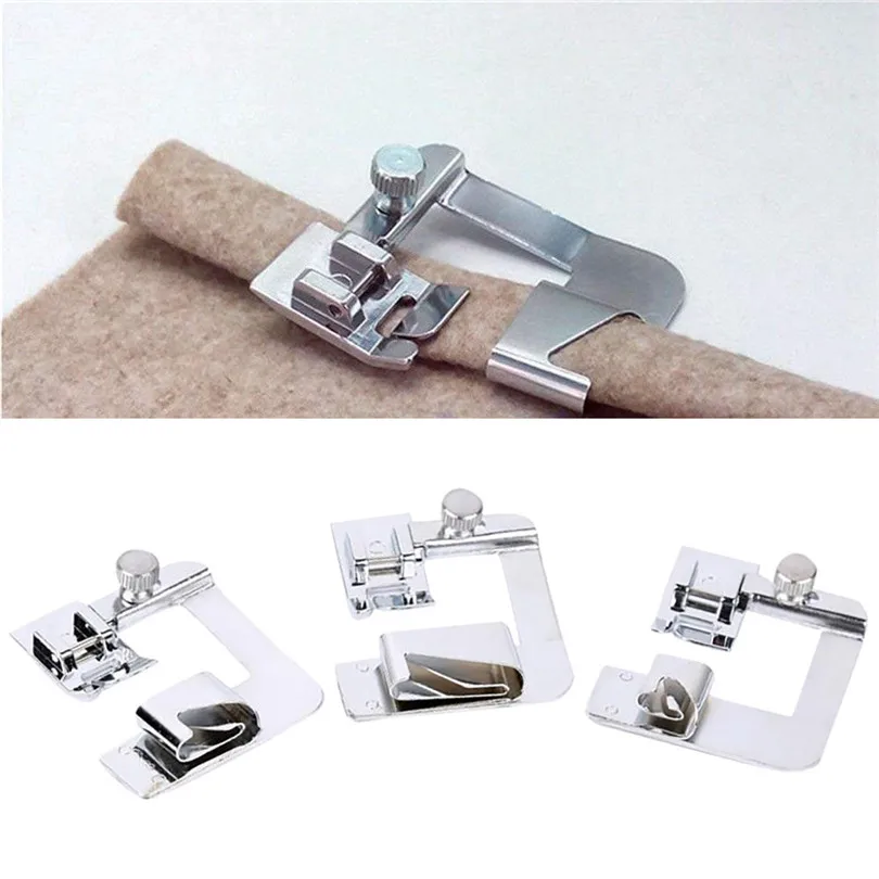 3PC Rolled Hem Pressure Foot Sewing Machine For Low Shank Adapter Sewing Tools Accessory #4A11 (9)